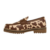Jonathan D Penny Moc PU Cow Print - Brown